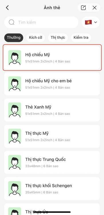 cách chụp ảnh thẻ bằng điện thoại-Chọn ảnh thẻ hộ chiếu Mỹ