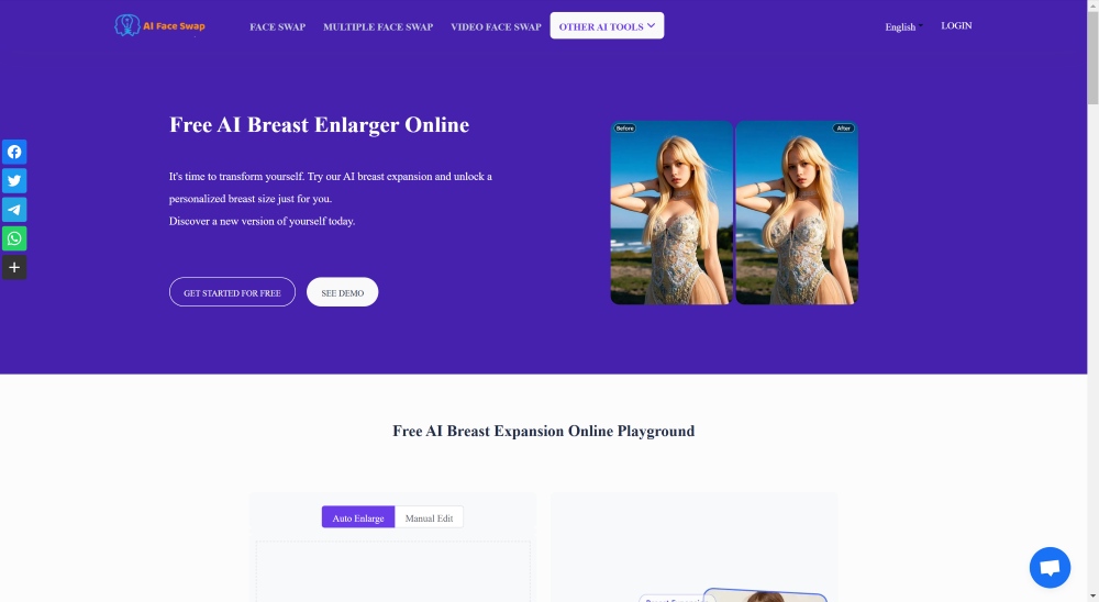 AI Face Swap Web Screenshot EN - Breast Enlargement