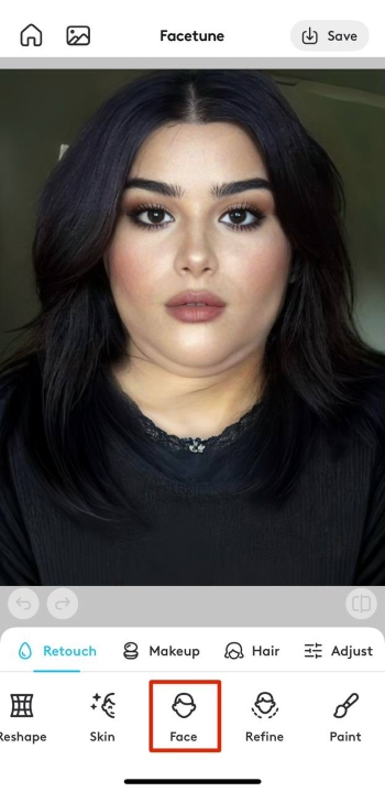 FaceTune App Screenshot EN - remove double chin face