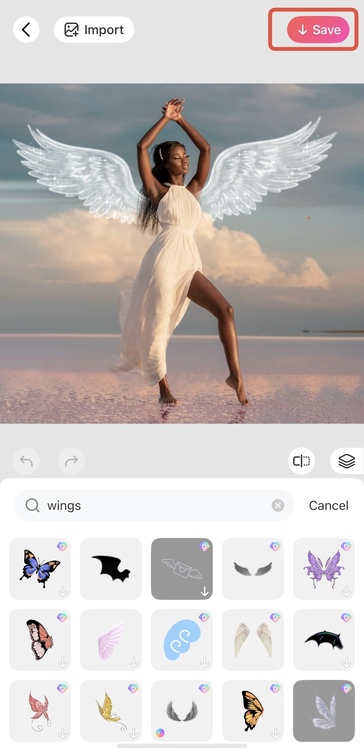 How to Add  Angel Wings-how to use-step4