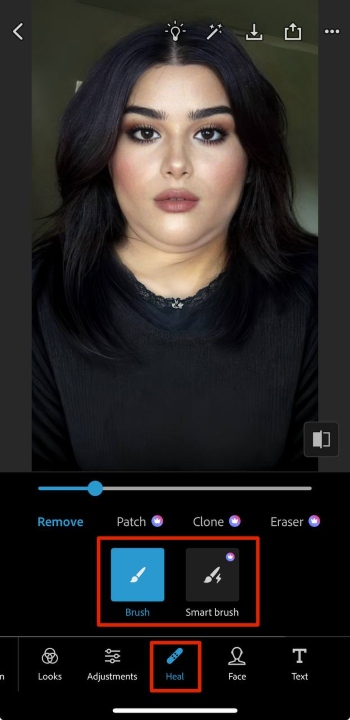 Photoshop Express App Screenshot EN - remove double chin heal