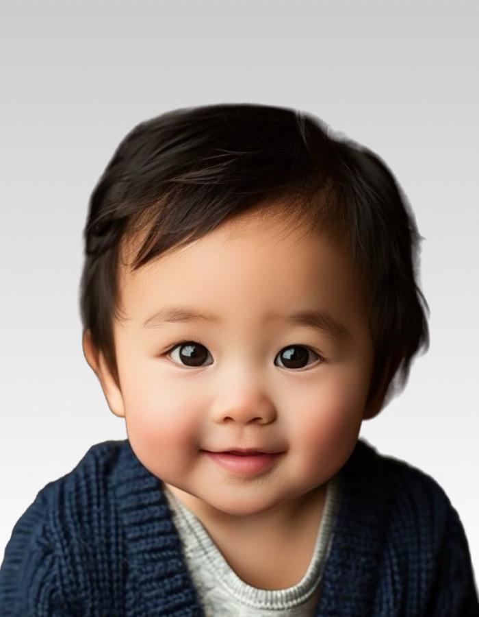 赤ちゃんのマイナンバーカード写真（ビフォー）