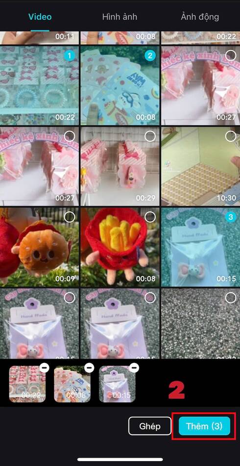 cách ghép nhạc vào video trên iphone-Chọn video cần ghép nhạc 02