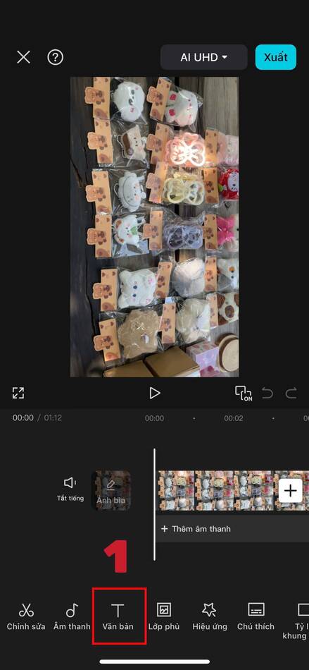 cách chèn chữ vào video-Chọn tính năng thêm chữ CapCut 01