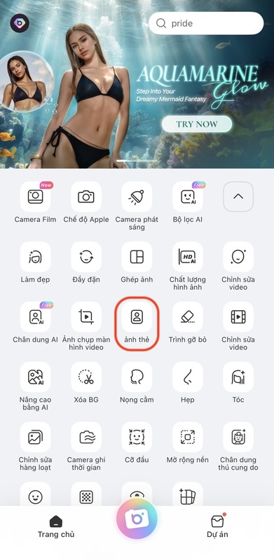 ghép áo sơ mi vào ảnh trên điện thoại-Chọn tính năng ảnh thẻ