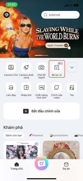 tạo video từ hình ảnh-Chọn tính năng Bộ lọc AI