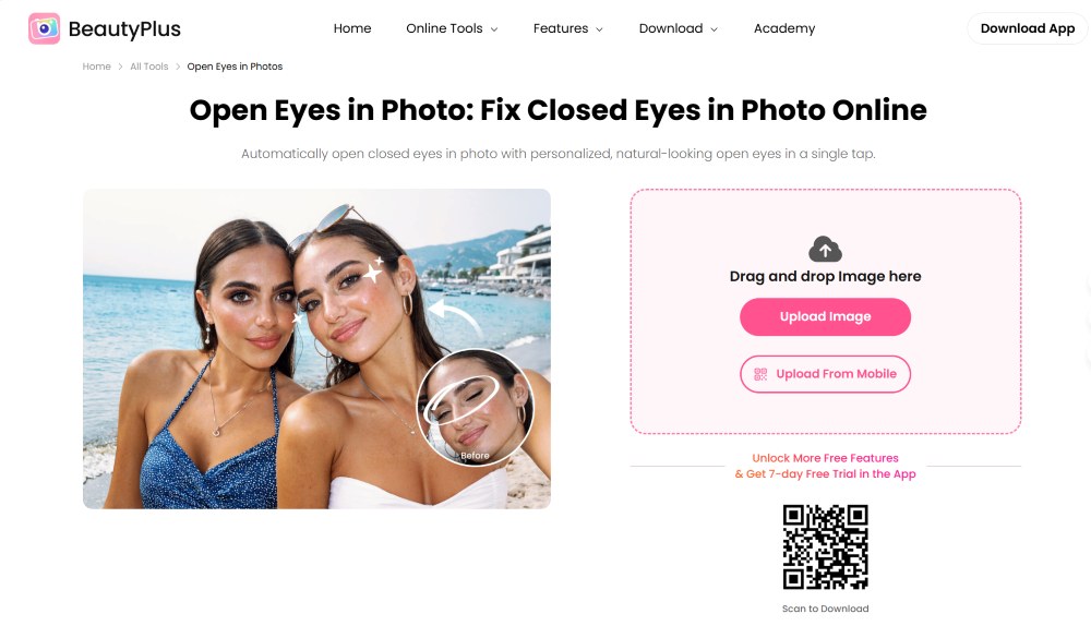 open eyes in photo - beautyplus-step1
