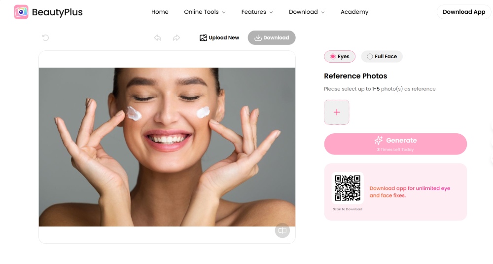 open eyes in photo - beautyplus-step2