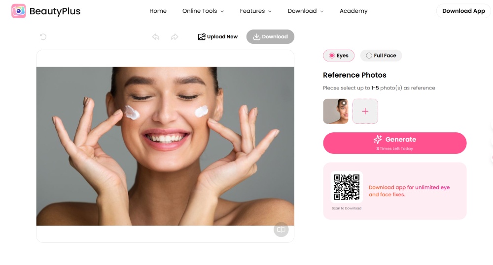 open eyes in photo - beautyplus- step3