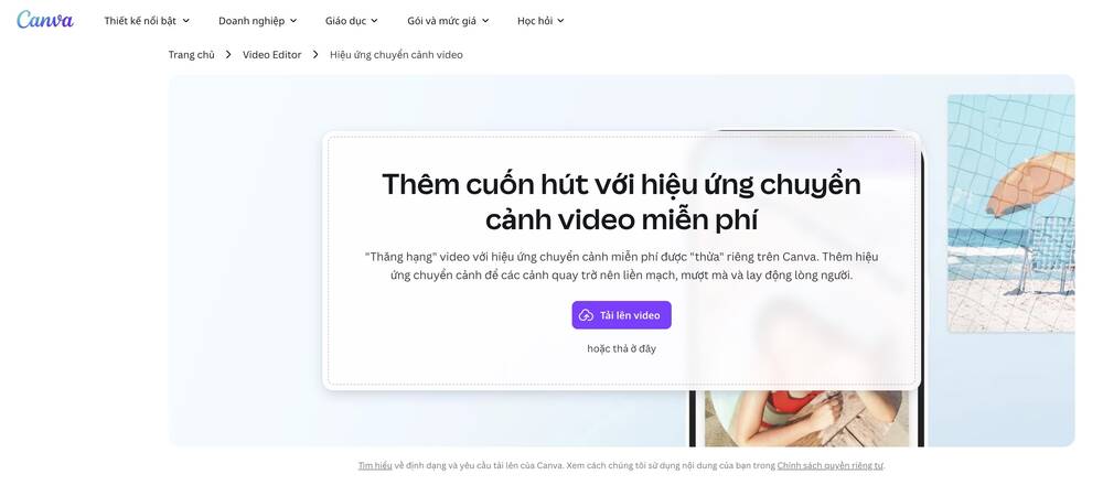 Canva online tool web page
