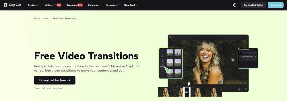 CapCut online tool web page