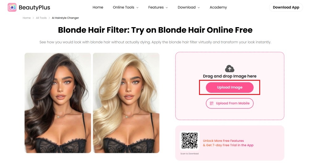 What would I look like with Blonde Hair - Beautyplus - step1