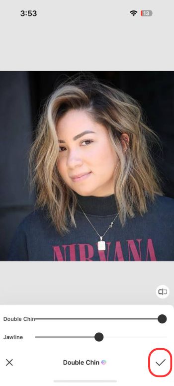 app to remove double chin-beautyplus-tick icon