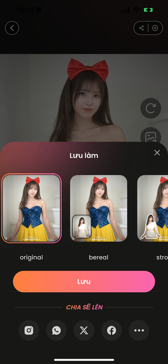 app thay đổi quần áo-Chọn khung ưa thích và chia sẻ lên mạng xã hội