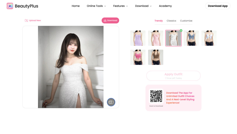 app thay đổi quần áo-Download ứng dụng Beauty Plus để có thêm nhiều công cụ hay ho khác nhé