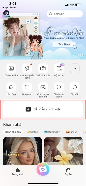 filter con chó-Chọn ô Bắt đầu chỉnh sửa trong Beauty Plus App