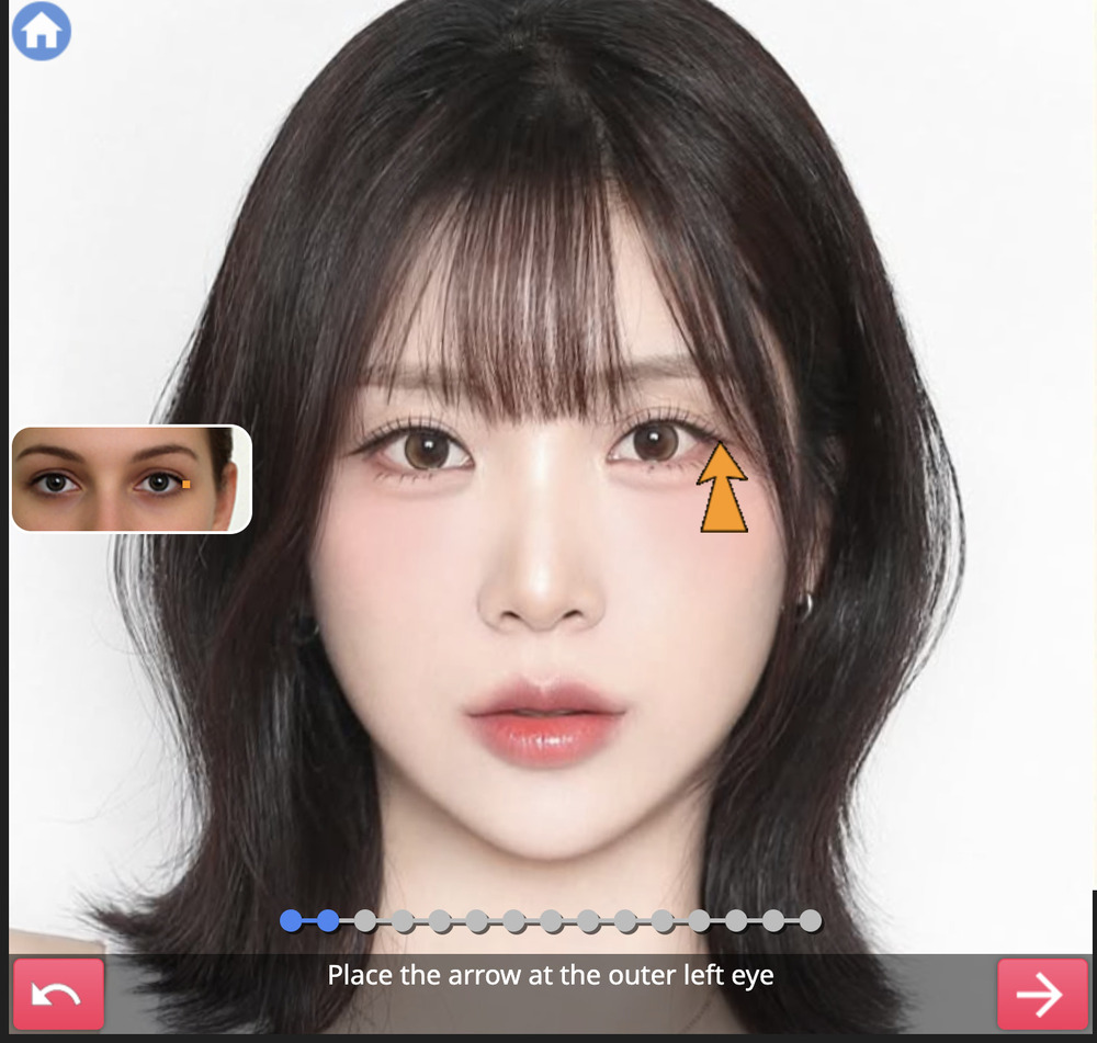 app chấm điểm khuôn mặt-Di chuyển mũi tên theo hướng dẫn