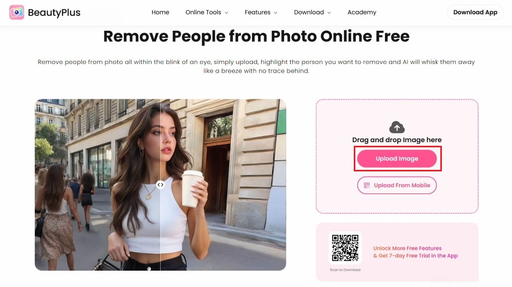 remove people - beautyplus online - step1