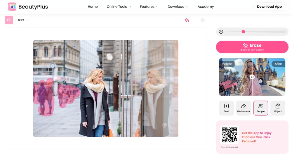 remove people - beautyplus online - step2