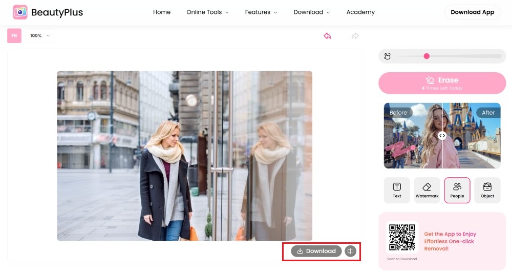 remove people - beautyplus online - step4