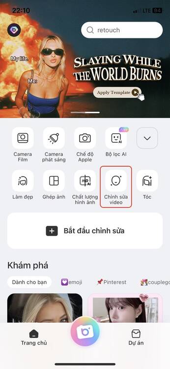 video chuyển cảnh-Giao diện app BeautyPlus