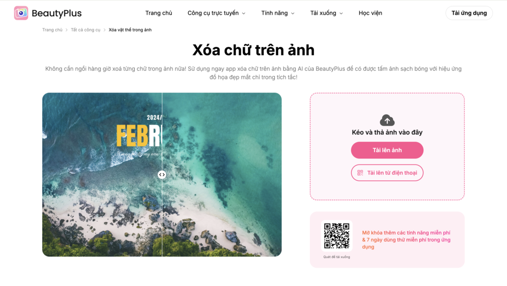 cách xóa chữ trên ảnh mà không mất nền-Chọn Tải lên ảnh hoặc Tải ảnh lên từ điện thoại
