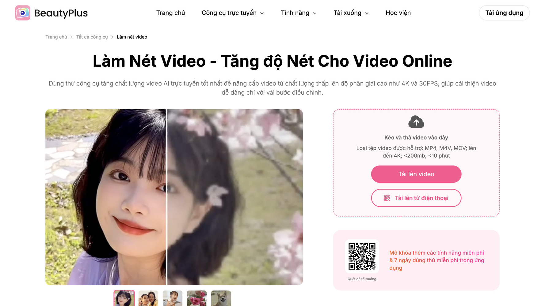 app làm nét video-Chọn Tải lên video hoặc Tải video lên từ điện thoại