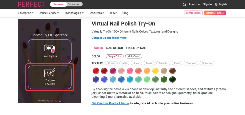 virtual nail try on - PerfectCorp - Choose a model