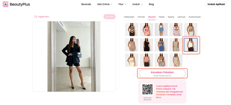Cara Mengganti Pakaian di Foto - Pilih gaya pakaian preset