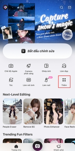 Cắt-ảnh-từ-video-bằng-BeautyPlus-Bước-2-Mở-ứng-dụng-và-chọn-"Thêm"