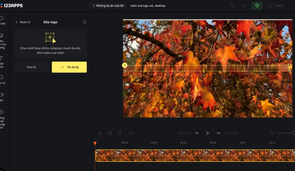 cách xóa logo trong video-BeautyPlus-123APPS-chọn vùng logo bạn muốn xóa