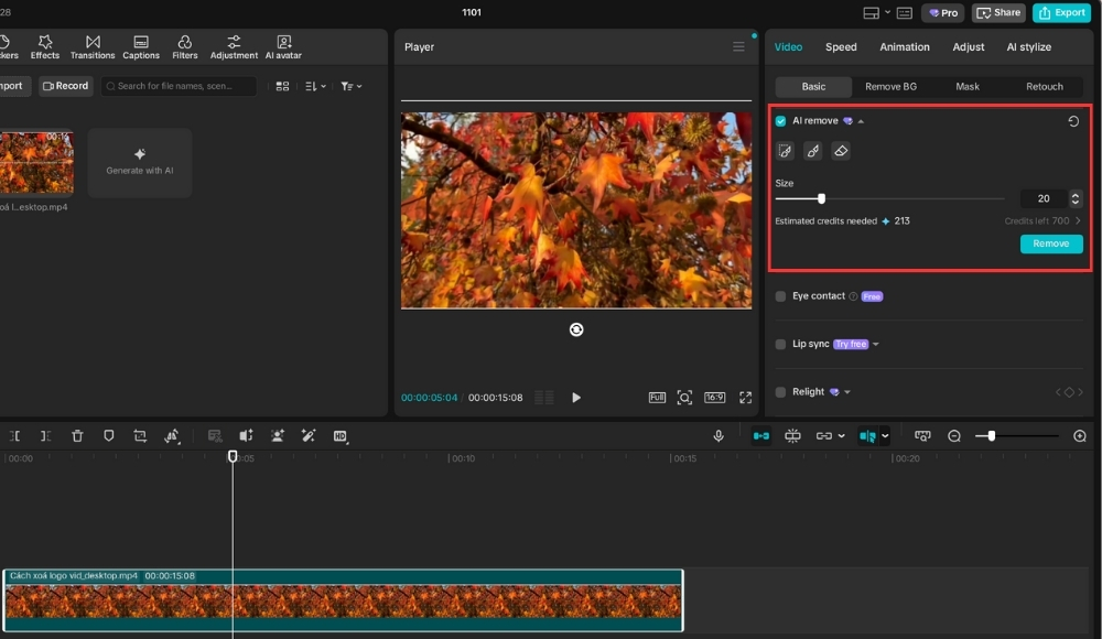 cách xóa logo trong video-CapCut-AI xóa