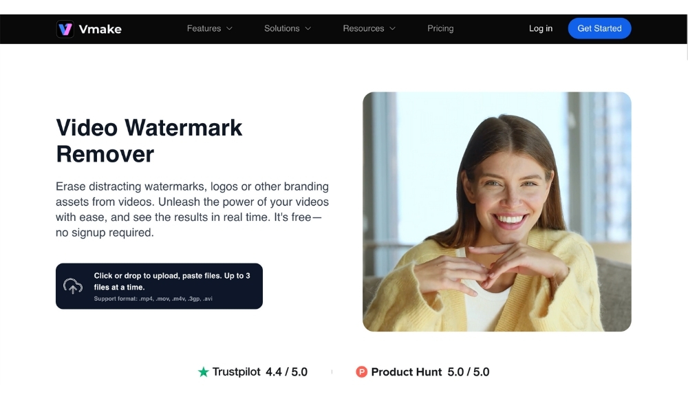 cách xóa logo trong video-Vmake-kéo và thả video vào vùng tải lên