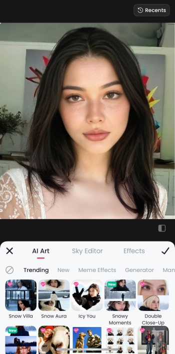 How to Try the AI Snow Filter On Meitu step 2