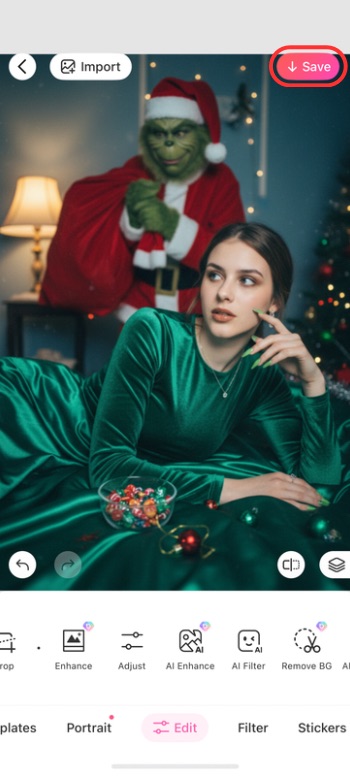 How to add Santa to a photo on your phone - BeautyPlus - Save