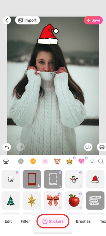 How to add Santa to a photo on your phone - BeautyPlus - Stickers