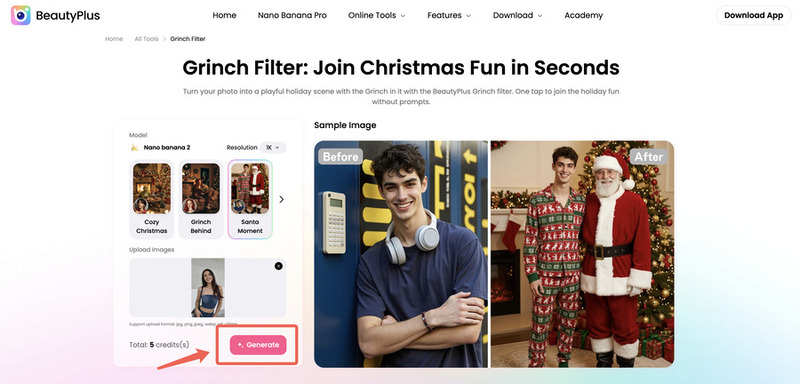 PhotoApp - How to add Santa to a Photo Online - Generate