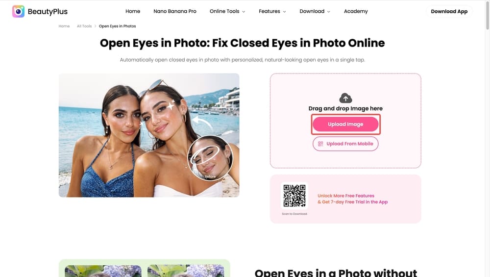 how to fix lazy eye in photos-BeautyPlus online step 2