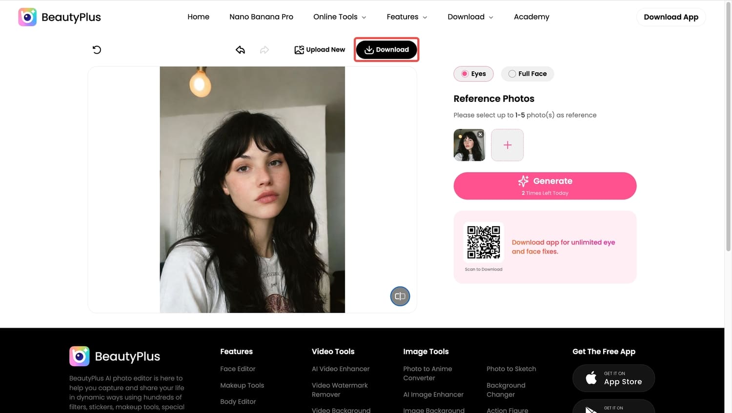 how to fix lazy eye in photos-BeautyPlus online step 5
