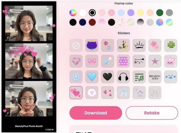 MacBookフォトブースのハートエフェクト