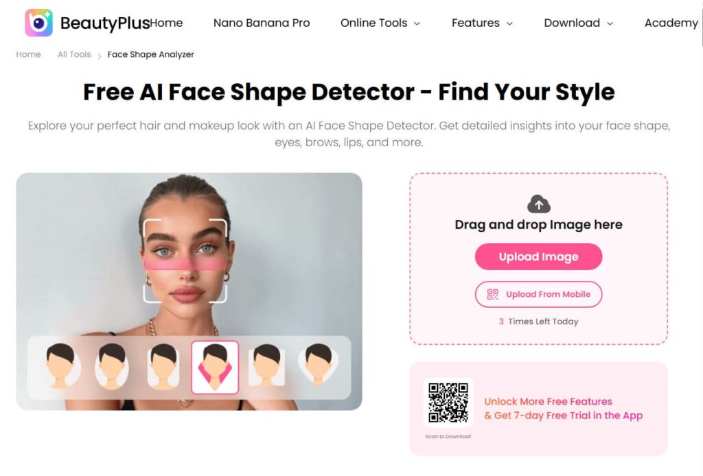 Detección de la forma del rostro en línea - Paso 1