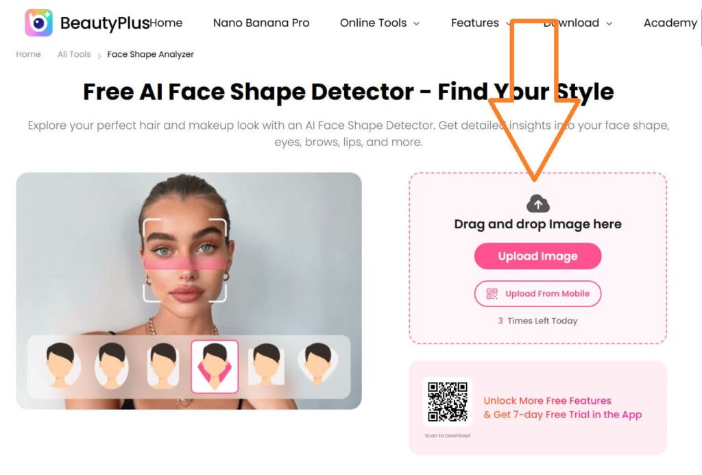 Detección de la forma del rostro en línea - Paso 2