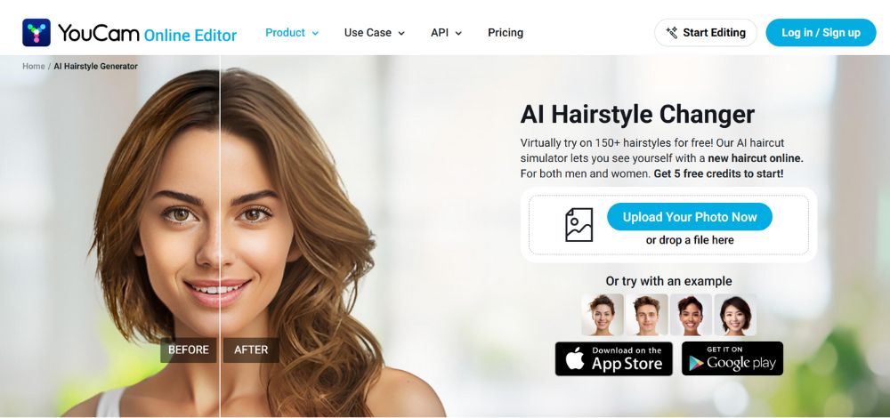 Perfectcorp Web Screenshot EN - AI Hairstyle changer
