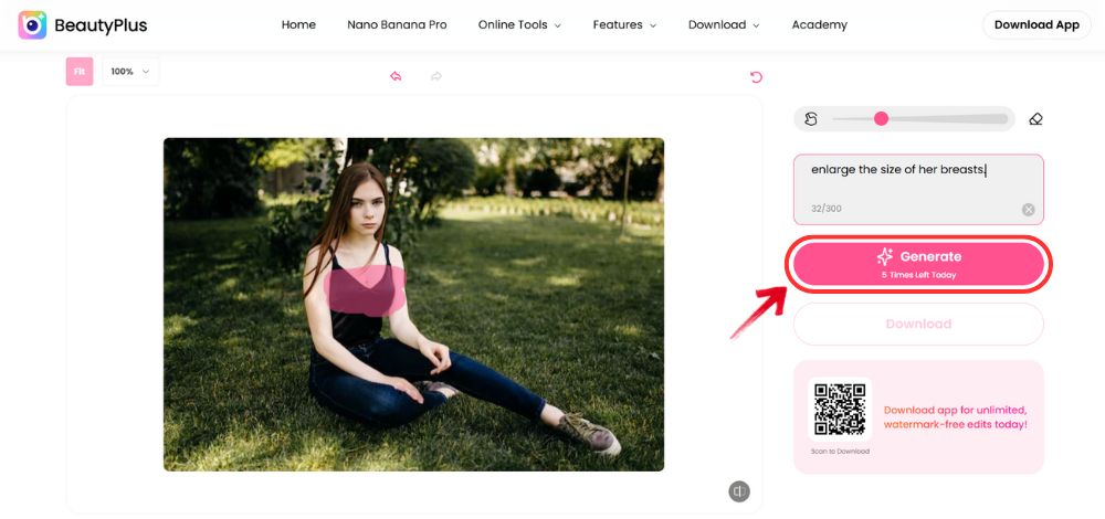 How to Expand Breasts With BeautyPlus Online - Step 4