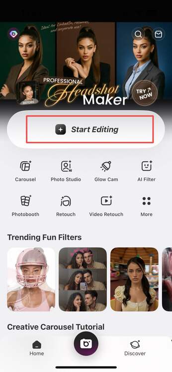 how to look taller in photos-BeautyPlus step 1