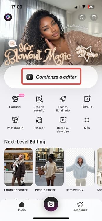 ¿Cómo me vería con flequillo en la aplicación BeautyPlus? - Paso 2