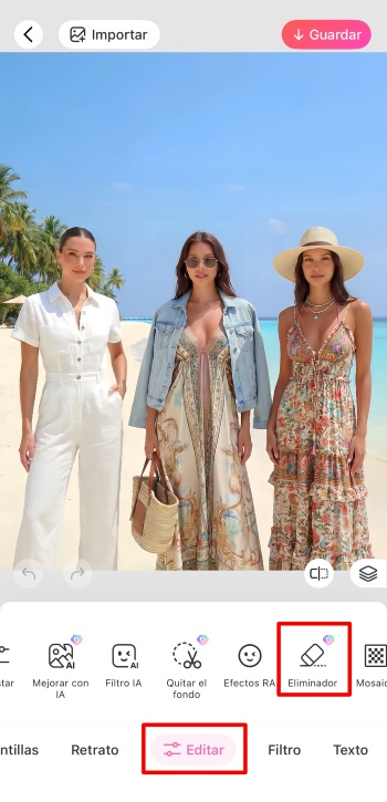 Airbrush App Screenshot ES - remove people edit eraser