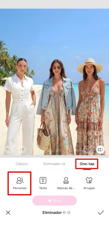 Airbrush App Screenshot ES - remove people one-tap people
