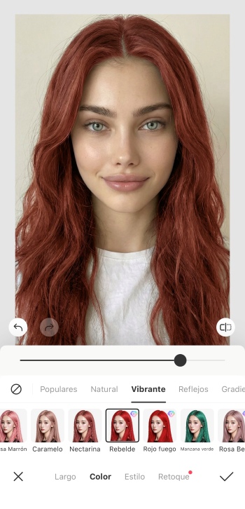 BeautyPlus App Screenshot ES - change hair color portrait hair color options