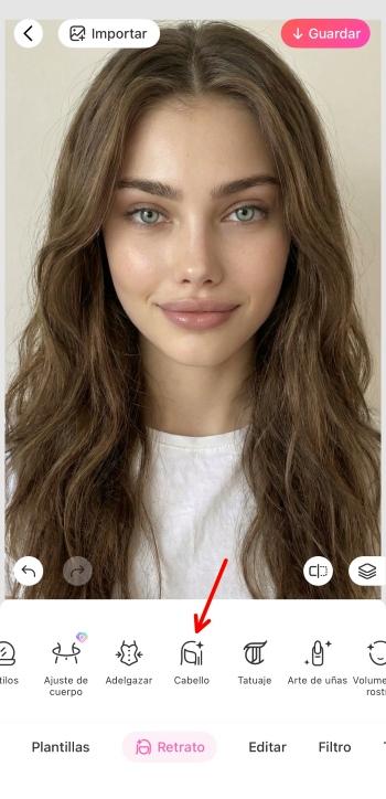 BeautyPlus App Screenshot ES - change hair color portrait hair